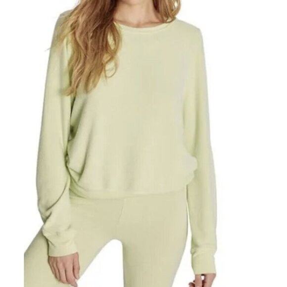 Wildfox Small S Shadow Lime Green Baggy Beach Crew Neck Jumper Pullover Sweater - Picture 8 of 8